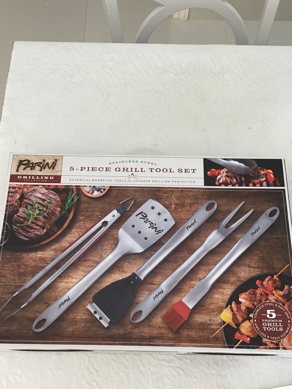 Parini Stainless Steel 5-Piece Grill Tool Set - Silver
